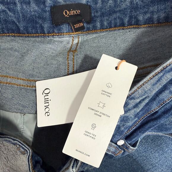 Quince Warren Stretch Slim Straight Jeans, Azure Blue, 33x34 - Picture 4 of 5